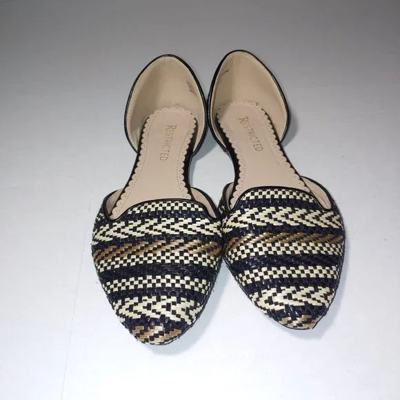 Restricted Woven Flats Size 8 Black Brown Tan - Picture 3 of 9